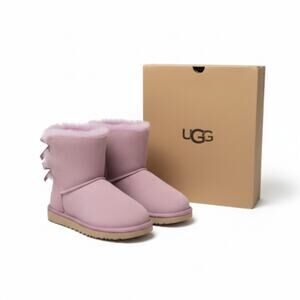 UGG Women’s Size 5 Mini Bailey Bow II Elderberry Comfort Boots Sheep Skin